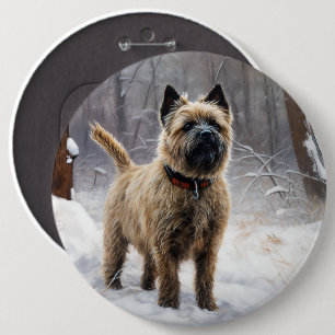 Cairn Terrier lässt es Weihnachten schnee Button