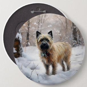 Cairn Terrier lässt es Weihnachten schnee Button