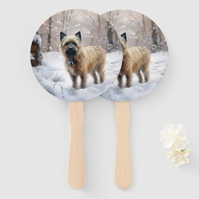 Cairn Terrier lässt es Weihnachten schnee Fächer (Vorne und Hinten)