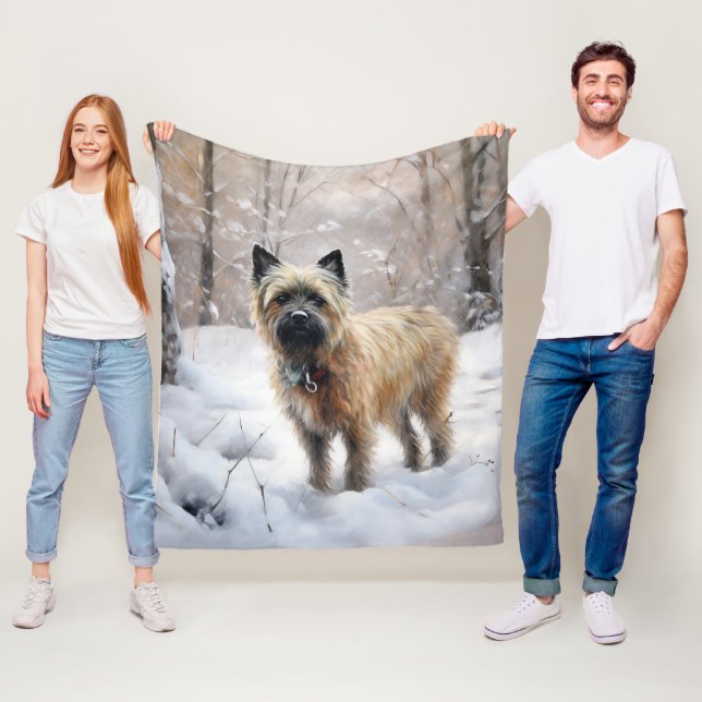 Cairn Terrier lässt es Weihnachten schnee Fleecedecke (Beispiel)