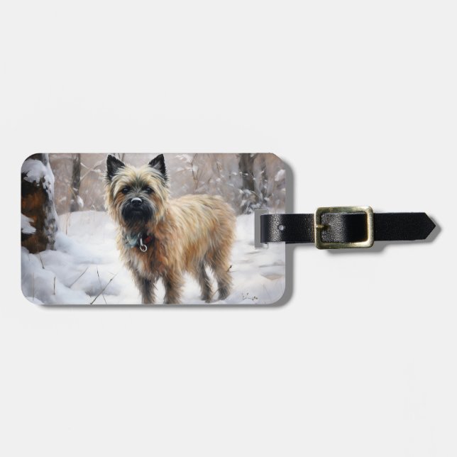 Cairn Terrier lässt es Weihnachten schnee Gepäckanhänger (Vorderseite horizontal)