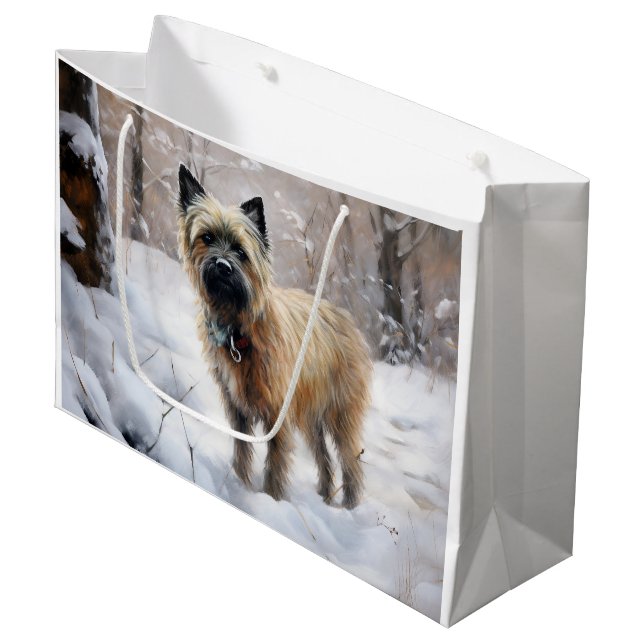 Cairn Terrier lässt es Weihnachten schnee Große Geschenktüte (Vorderseite Schrägansicht)