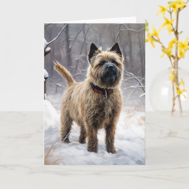 Cairn Terrier lässt es Weihnachten schnee Karte (Gelbe Blume)