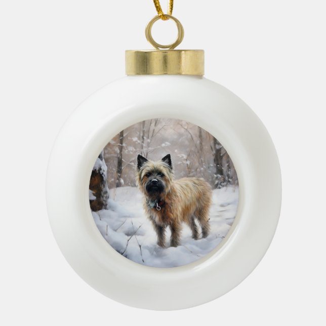 Cairn Terrier lässt es Weihnachten schnee Keramik Kugel-Ornament (Vorderseite)