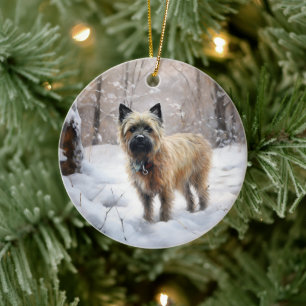 Cairn Terrier lässt es Weihnachten schnee Keramik Ornament