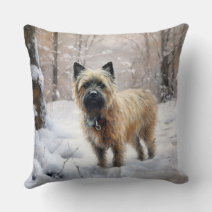 Cairn Terrier lässt es Weihnachten schnee Kissen