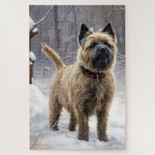 Cairn Terrier lässt es Weihnachten schnee Puzzle