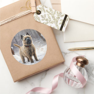 Cairn Terrier lässt es Weihnachten schnee Runder Aufkleber