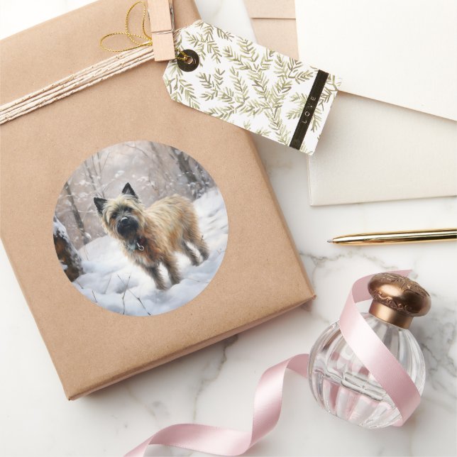 Cairn Terrier lässt es Weihnachten schnee Runder Aufkleber (Schenken)