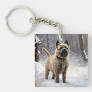 Cairn Terrier lässt es Weihnachten schnee Schlüsselanhänger