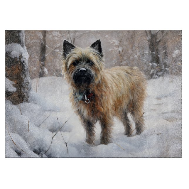 Cairn Terrier lässt es Weihnachten schnee Schneidebrett (Vorderseite)
