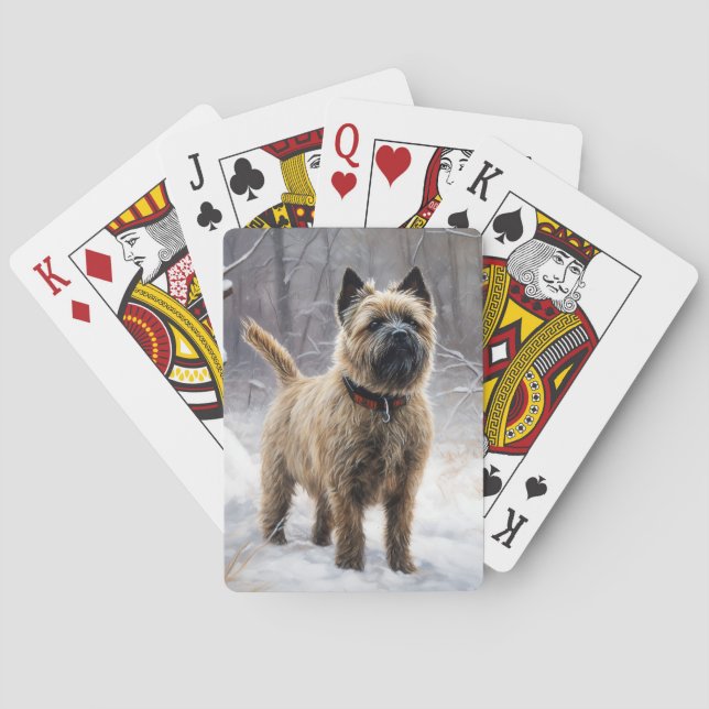 Cairn Terrier lässt es Weihnachten schnee Spielkarten (Rückseite)