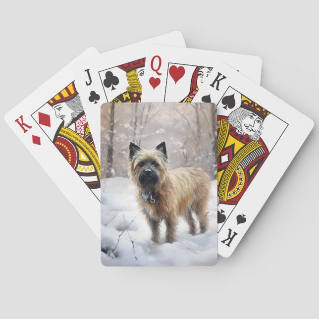 Cairn Terrier lässt es Weihnachten schnee Spielkarten (Rückseite)