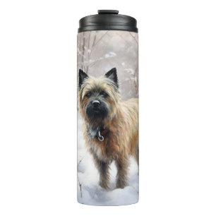 Cairn Terrier lässt es Weihnachten schnee Thermosbecher