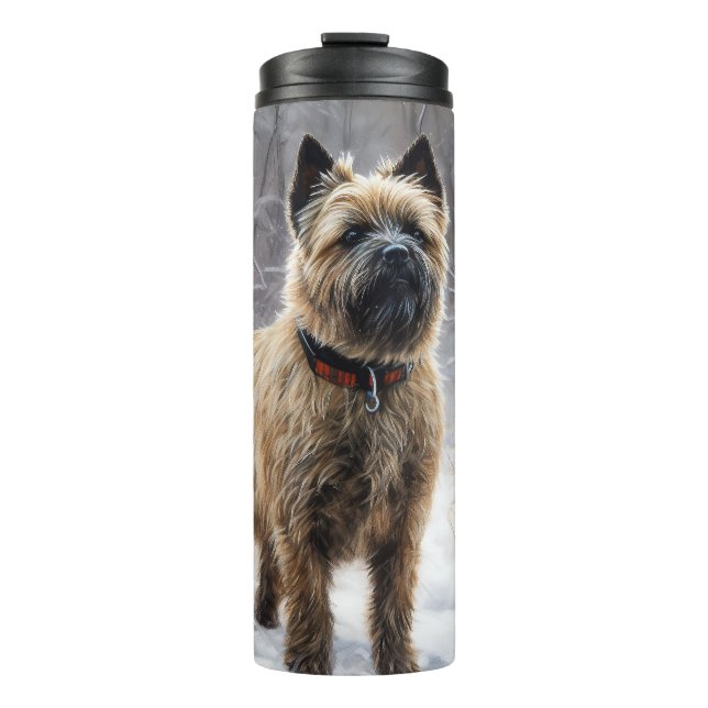 Cairn Terrier lässt es Weihnachten schnee Thermosbecher (Vorderseite)