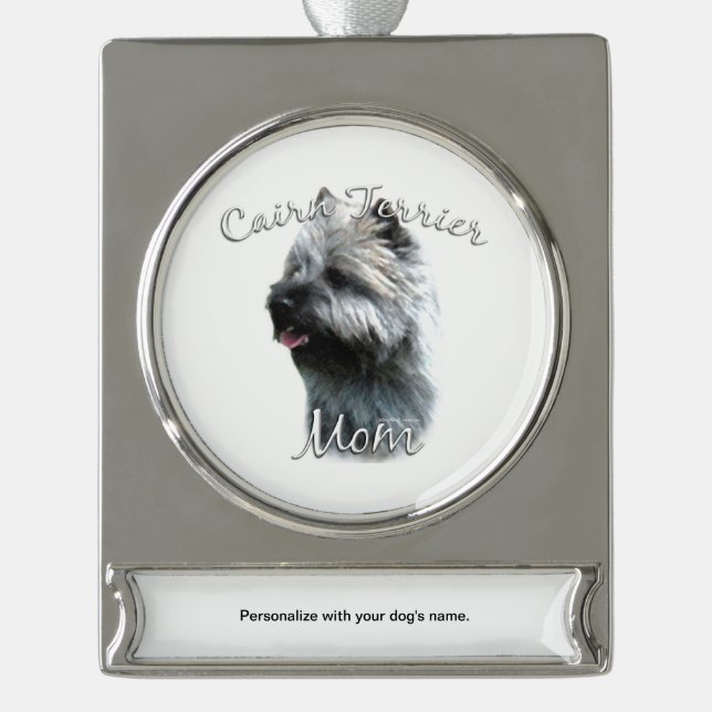 Cairn Terrier Mama 2 Banner-Ornament Silber (Vorderseite)