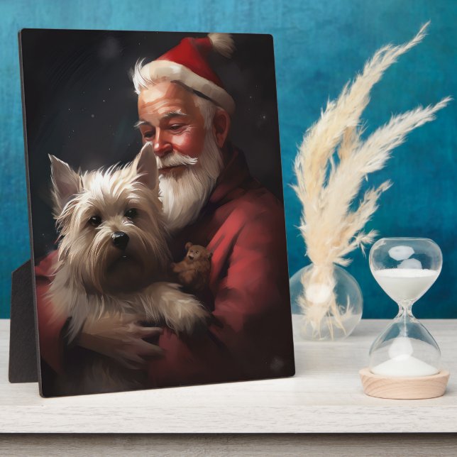 Cairn Terrier mit dem Weihnachtsmann Fotoplatte (Seite)