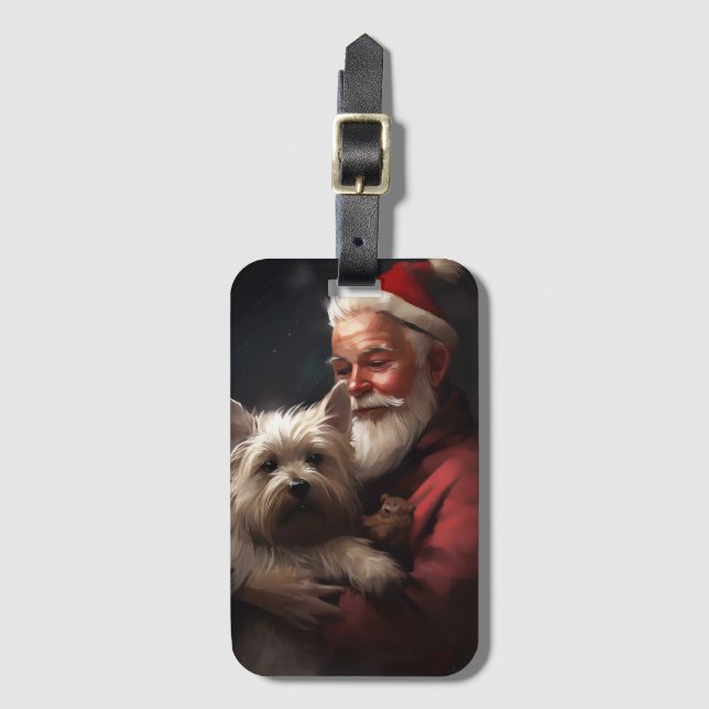 Cairn Terrier mit dem Weihnachtsmann Gepäckanhänger (Vorderseite Vertikal)