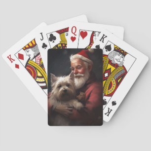 Cairn Terrier mit dem Weihnachtsmann Spielkarten