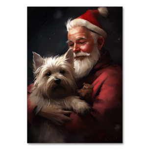 Cairn Terrier mit dem Weihnachtsmann Tischnummer