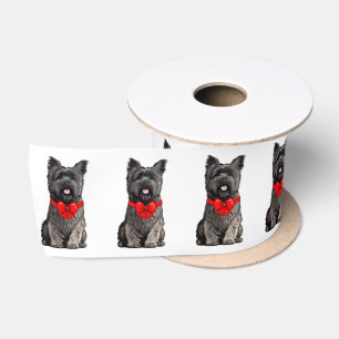 Cairn Terrier mit einem Weihnachtsjungen 3" Satinband