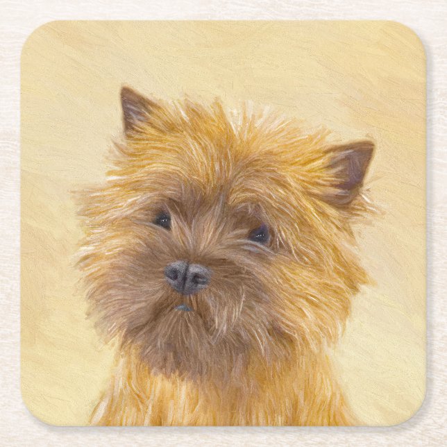 Cairn Terrier Painting - Niedliche Original Dog Ar Rechteckiger Pappuntersetzer (Vorderseite)