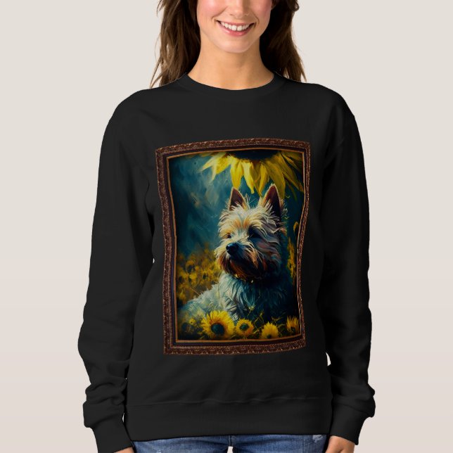 Cairn Terrier Painting Sunflower Flower Mom Women  Sweatshirt (Vorderseite)