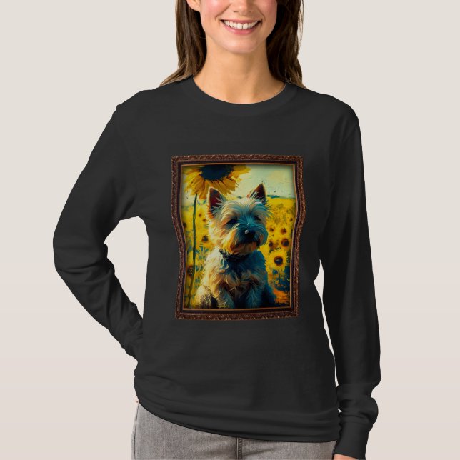 Cairn Terrier Painting Sunflower Flower Mom Women  T-Shirt (Vorderseite)