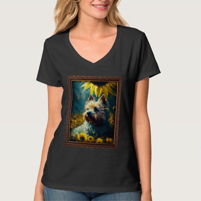 Cairn Terrier Painting Sunflower Flower Mom Women  T-Shirt (Vorderseite)