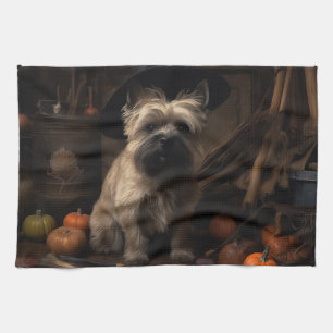 Cairn Terrier Pumpkins Halloween Beängstigend Geschirrtuch