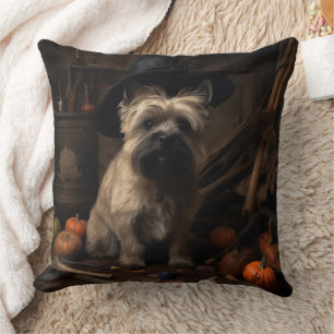 Cairn Terrier Pumpkins Halloween Beängstigend Kissen