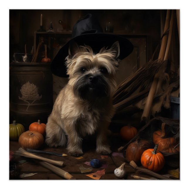 Cairn Terrier Pumpkins Halloween Beängstigend Poster (Vorderseite)