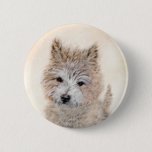 Cairn Terrier Puppy Painting - Original Dog Art Button (Vorderseite)