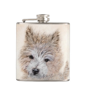 Cairn Terrier Puppy Painting - Original Dog Art Flachmann