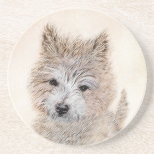 Cairn Terrier Puppy Painting - Original Dog Art Getränkeuntersetzer