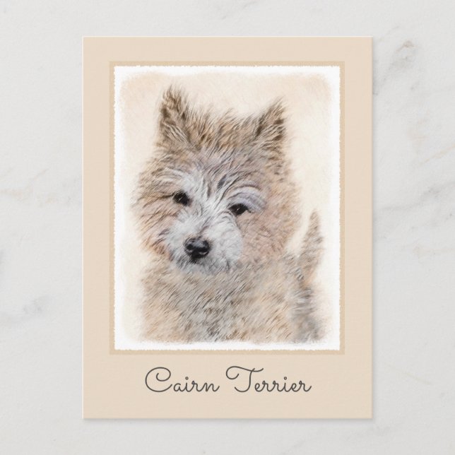 Cairn Terrier Puppy Painting - Original Dog Art Postkarte (Vorderseite)