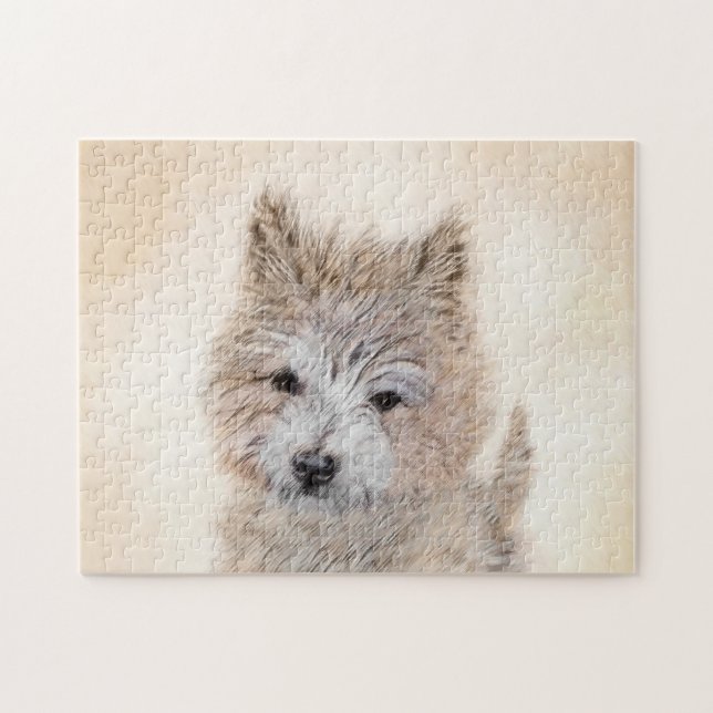 Cairn Terrier Puppy Painting - Original Dog Art Puzzle (Horizontal)