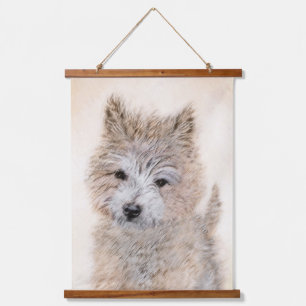 Cairn Terrier Puppy Painting - Original Dog Art Wandteppich Mit Holzrahmen