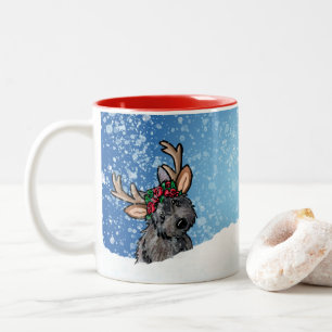 Cairn Terrier Reindeer Christmas Zweifarbige Tasse
