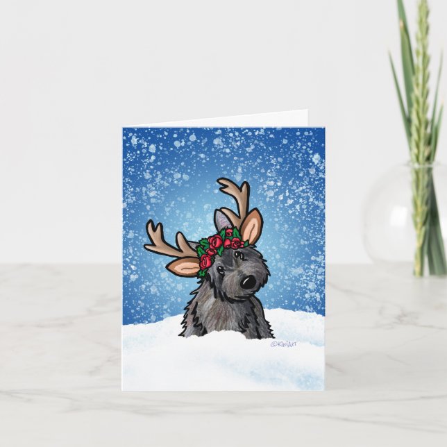Cairn Terrier Rentier Weihnachtskarte Feiertagskarte (Vorderseite)