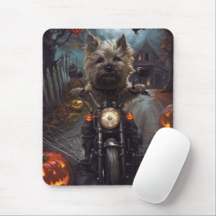 Cairn Terrier Riding Motorrad Halloween Beängstige Mousepad