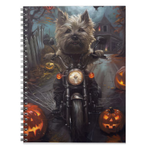 Cairn Terrier Riding Motorrad Halloween Beängstige Notizblock