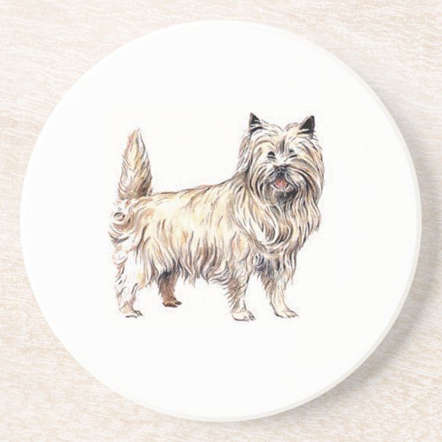 Cairn Terrier Sandstein Untersetzer (Vorne)