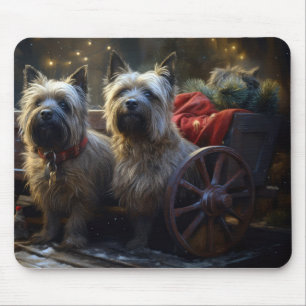 Cairn Terrier Schnee Schlitten Weihnachtsdekoratio Mousepad