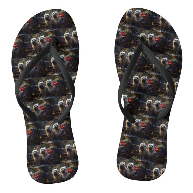 Cairn Terrier Snowy Sleigh Weihnachtsdekor Flip Flops (Fußbett)
