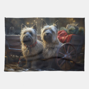 Cairn Terrier Snowy Sleigh Weihnachtsdekor Geschirrtuch