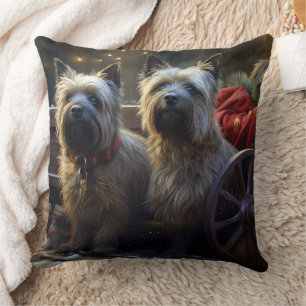 Cairn Terrier Snowy Sleigh Weihnachtsdekor Kissen
