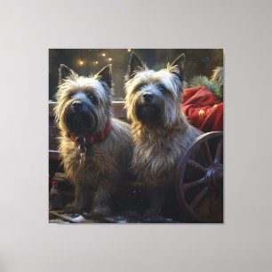 Cairn Terrier Snowy Sleigh Weihnachtsdekor Leinwanddruck