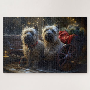 Cairn Terrier Snowy Sleigh Weihnachtsdekor Puzzle