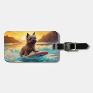 Cairn Terrier Strand Surfen Malerei Gepäckanhänger